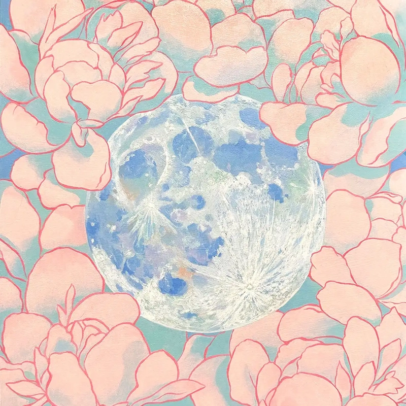Thumbnail for Artist Bohwa Kim's 2023 painting 'The Moon and Peonies'